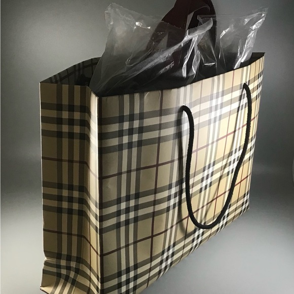 RARE Vintage Burberry Embroidered with Red Leather Trim Handbag Blue Denim Tote - Picture 7 of 16